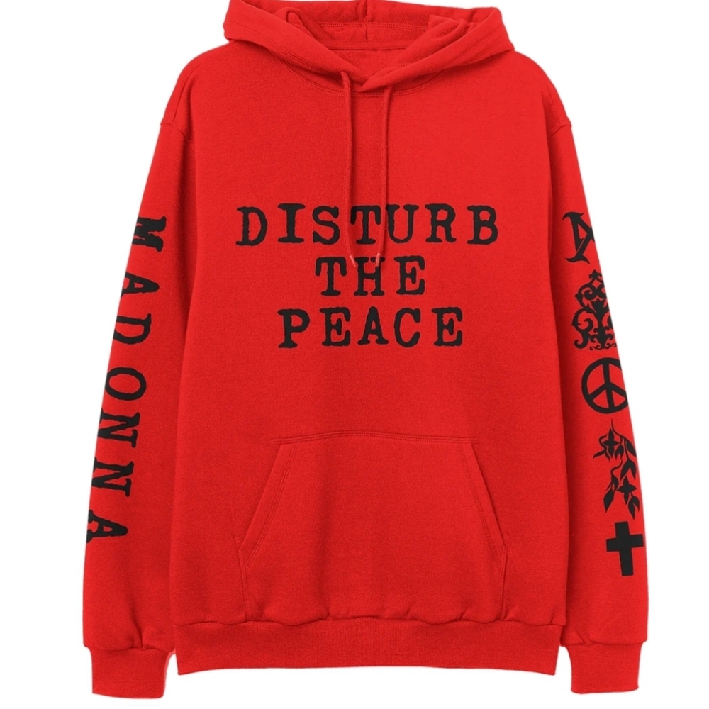 Madonna Limited Edition Disturb the Peace Red Hoodie Pullover Sweater Unisex